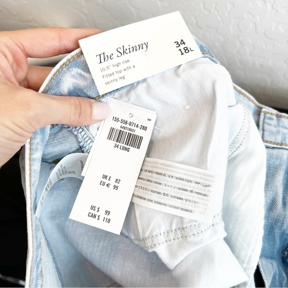 NEW Abercrombie & Fitch Women's Skinny High Rise Jeans Busted Knee 34/18 Long - Picture 6 of 6